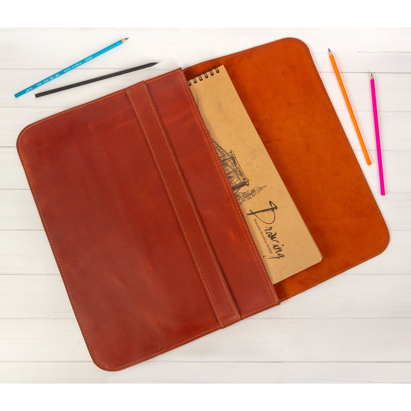 Leather File Organizer, Leather File Holder A4 for Documents, Slim Leather Folder