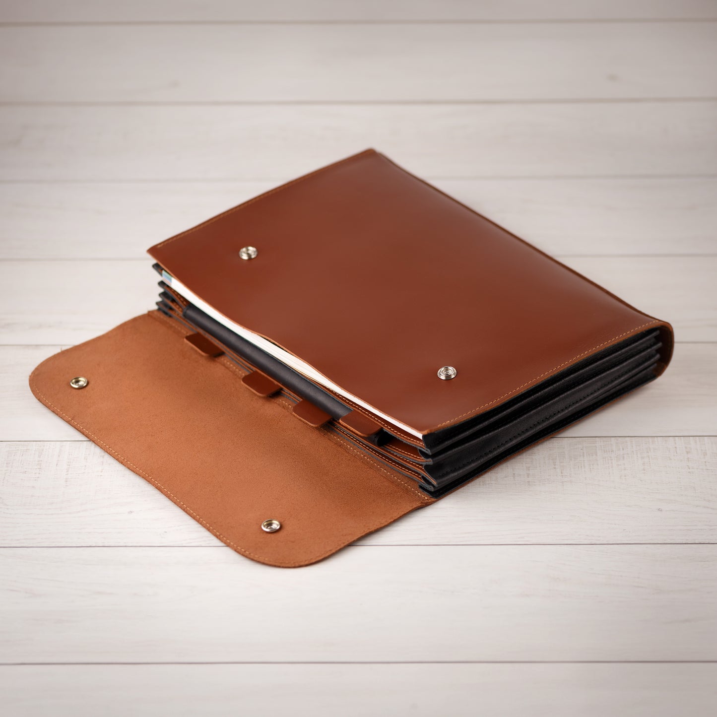 Leather File Folder, Accordian File Organizer, Leather Holder A4 for documents, Vertical Expanding Folder