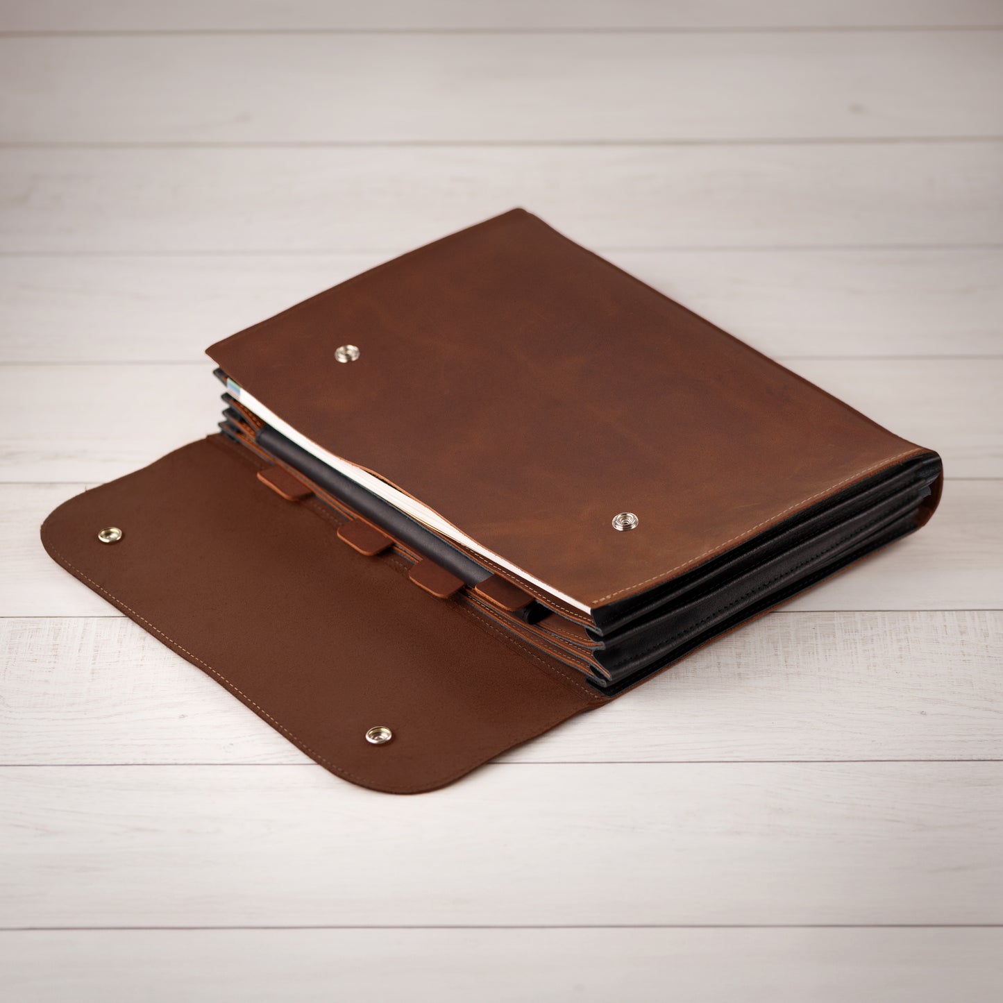 Leather File Folder, Accordian File Organizer, Leather Holder A4 for documents, Vertical Expanding Folder