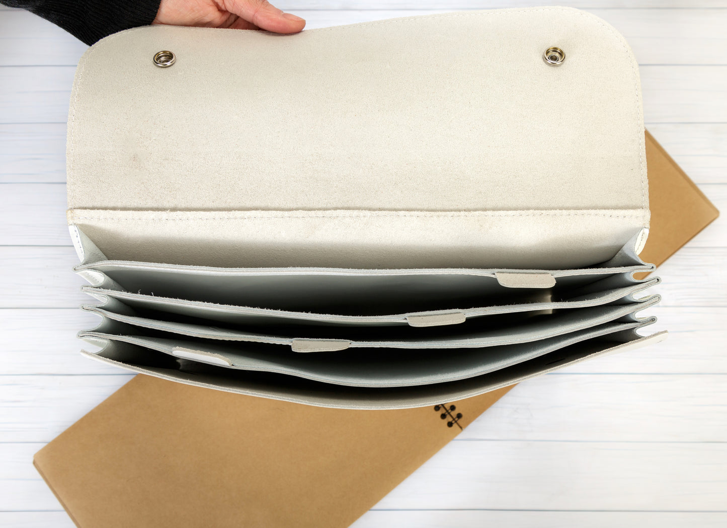 Leather File Folder, Accordian File Organizer, Leather Holder A4 for documents, Vertical Expanding Folder