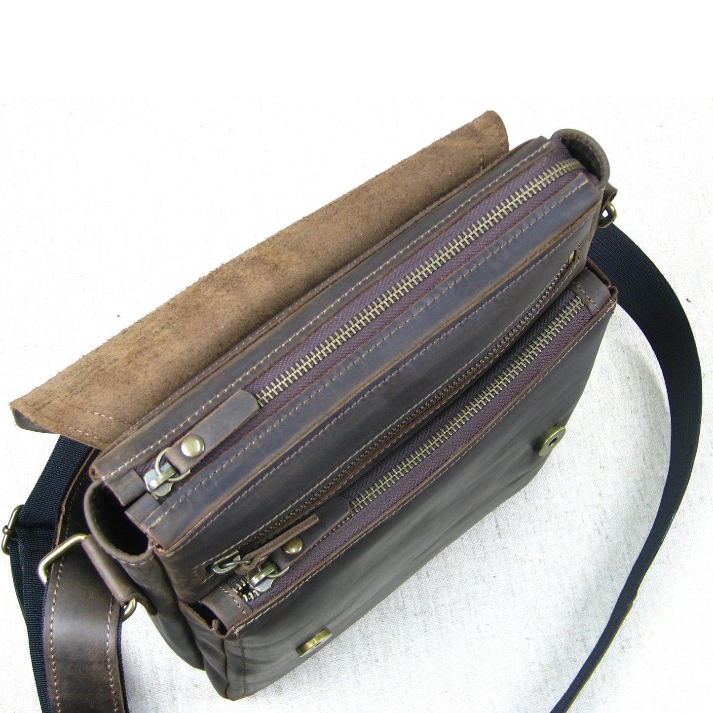 Mens Leather Messenger Bag, Crossbody Leather Men Everyday Satchel Bag