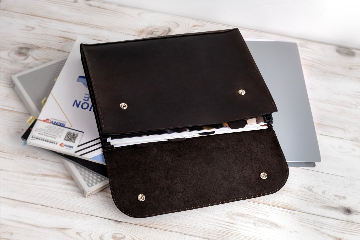 Leather File Folder, Accordian File Organizer, Leather Holder A4 for documents, Vertical Expanding Folder