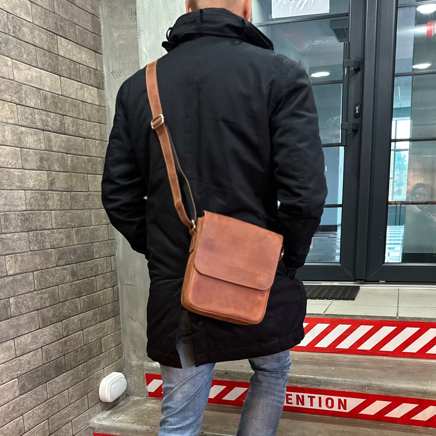 Mens Leather Messenger Bag, Crossbody Leather Men Everyday Satchel Bag