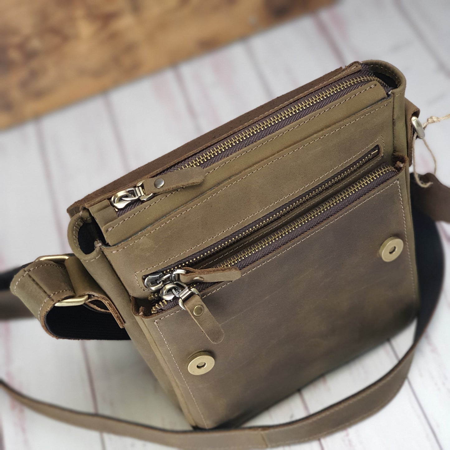 Mens Leather Messenger Bag, Crossbody Leather Men Everyday Satchel Bag