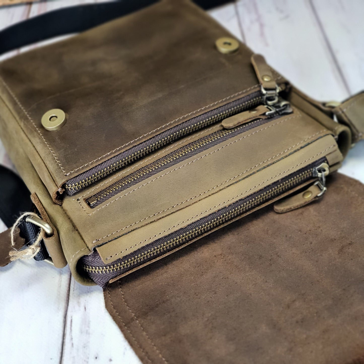 Mens Leather Messenger Bag, Crossbody Leather Men Everyday Satchel Bag