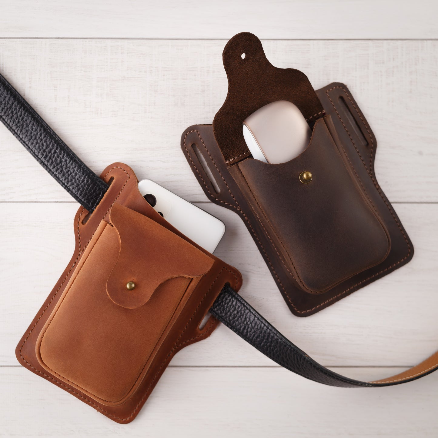 EDC Leather Phone Holder, EDC Leather Phone Belt Case Men & Belt Loops, Small Leather Men Hip Pouch, Phone Belt Holder EDC Bag