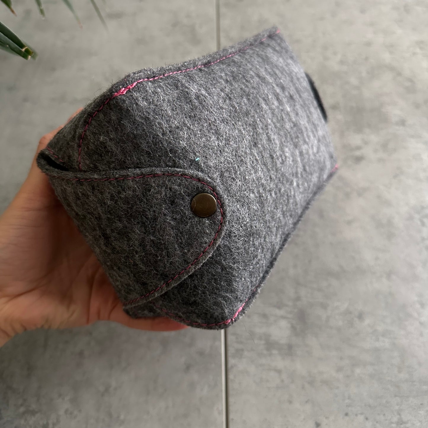 Gray felt tissue holder