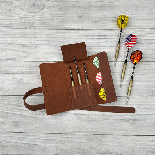 Leather Darts Case, Dart Holder Brown, Dart Player Gift