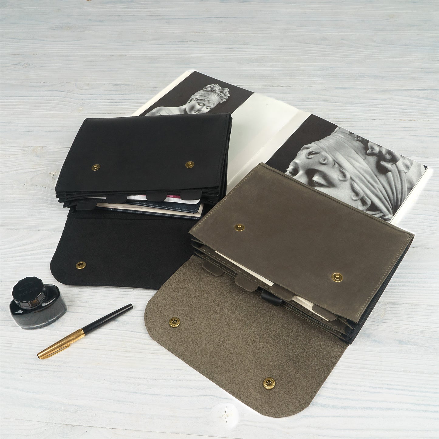 Accordian File Organizer, Leather File Holder A5 for documents, Vertical Expanding Folder