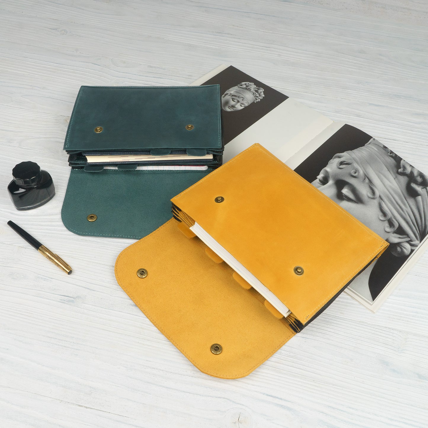 Accordian File Organizer, Leather File Holder A5 for documents, Vertical Expanding Folder