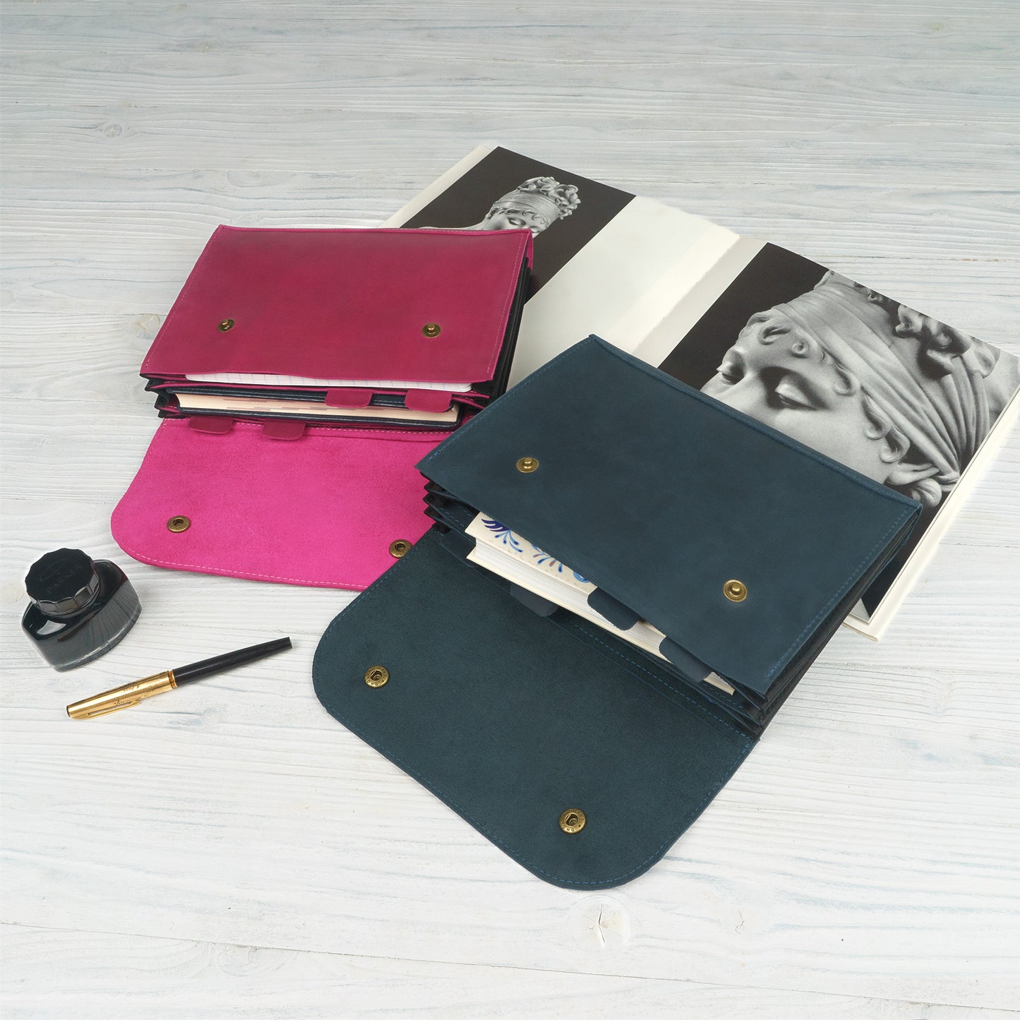 Accordian File Organizer, Leather File Holder A5 for documents, Vertical Expanding Folder