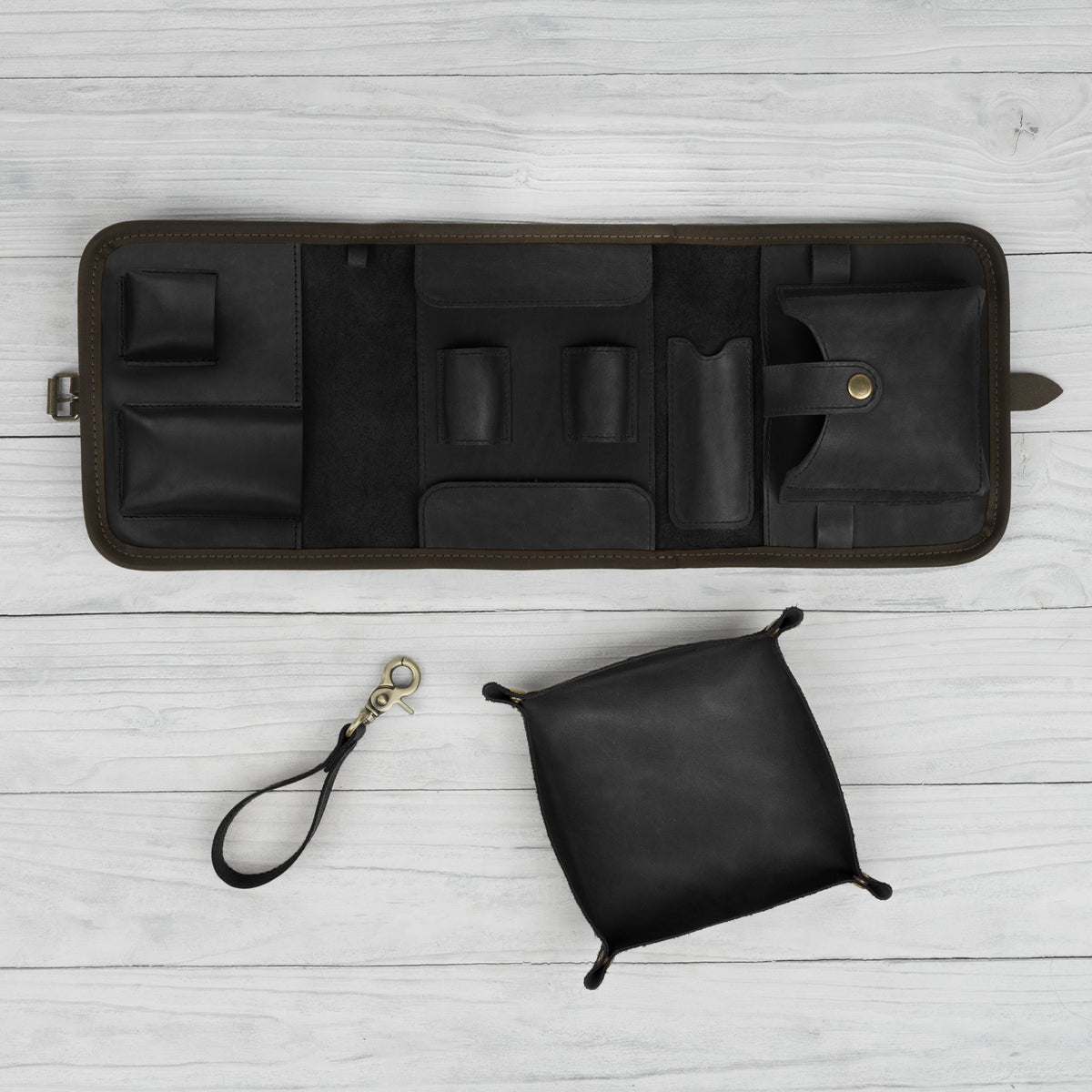 Leather Pipe Roll for Two Pipes, Travel Tobacco Leather Bag