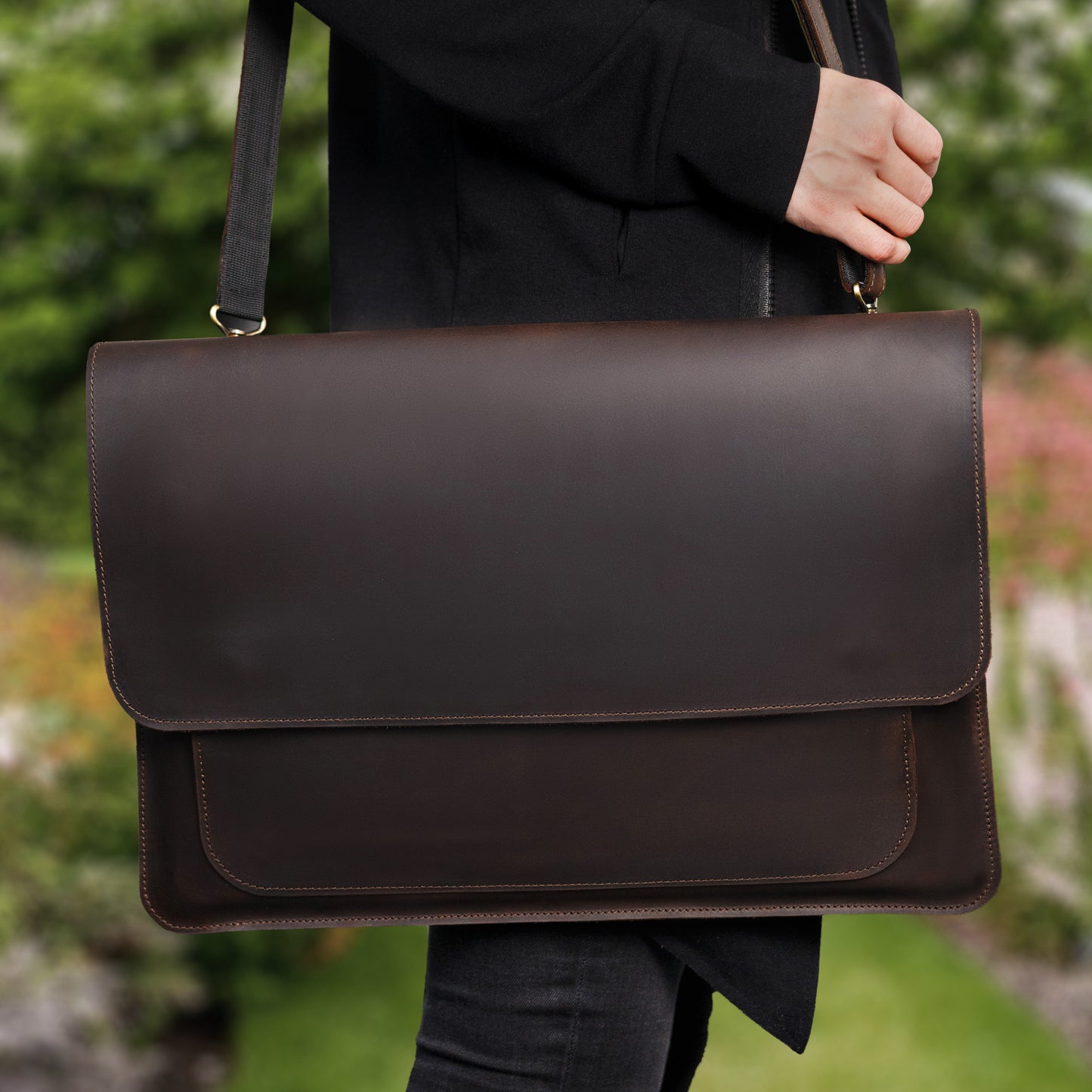 Leather Bag for Laptop, Mens Leather Laptop Sleeve, Macbook Messenger Bag