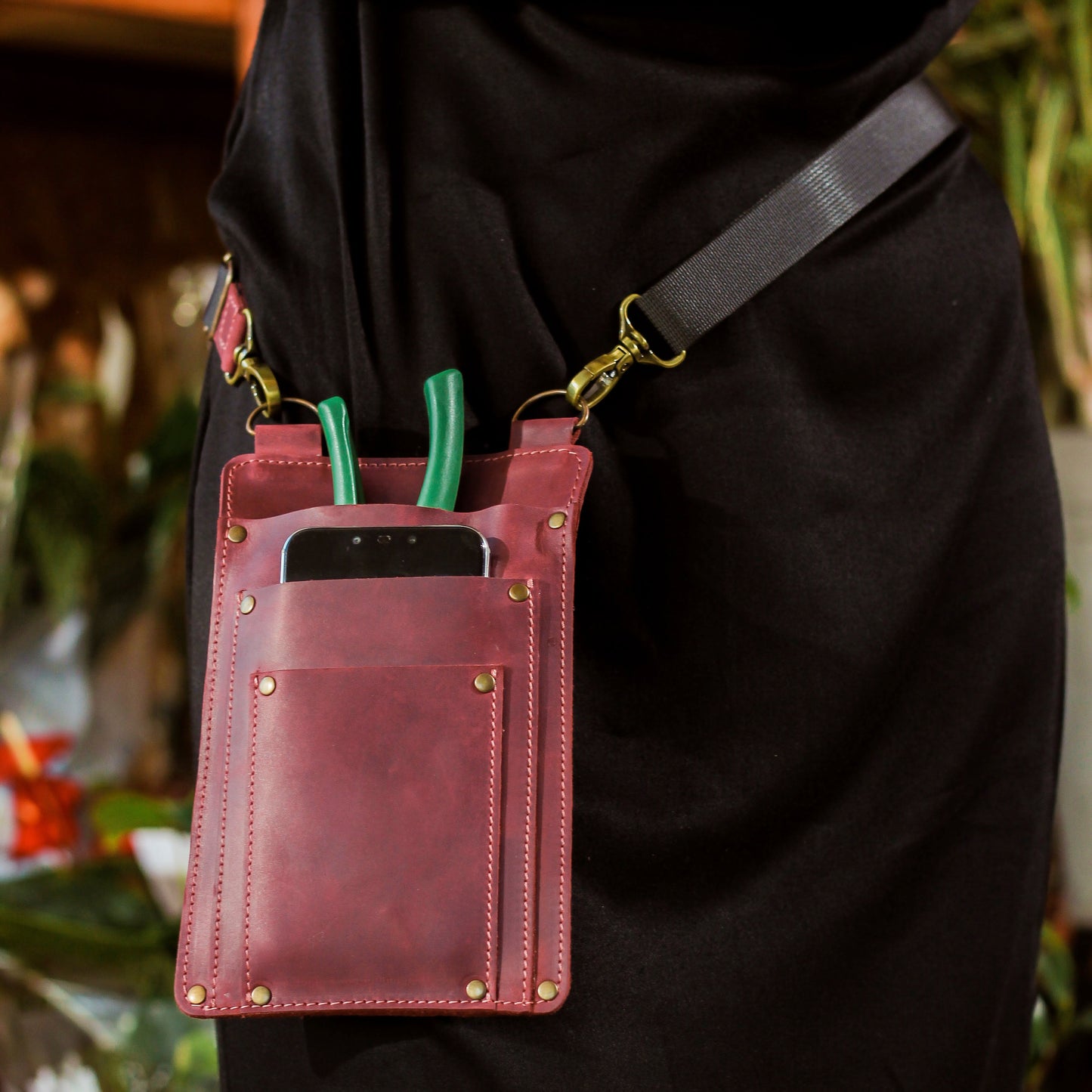 Florist tool belt, Florist tool bag, Garden bag, Brown leather tool belt, Florist gift